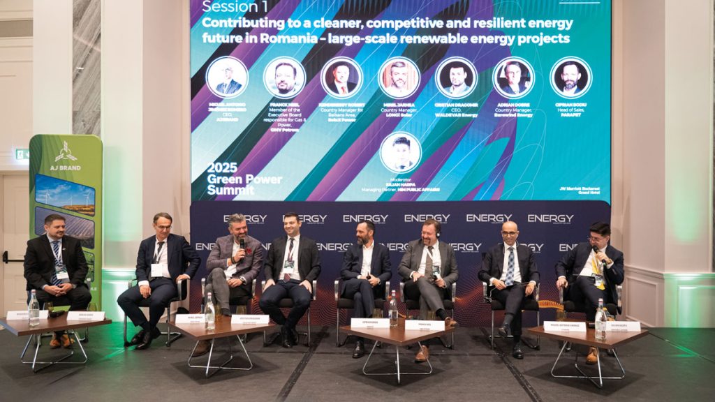 Great insights from top energy leaders - MIGUEL ANTONIO JIMÉNEZ, FRANCK NEEL, KENDERESSY ROBERT, MIREL JARNEA, CRISTIAN DRAGOMIR, ADRIAN DOBRE, CIPRIAN BODIU and IULIAN HARPA into A CLEANER, COMPETITIVE AND RESILIENT ENERGY FUTURE IN ROMANIA, during the first session of the GREEN POWER SUMMIT 2025